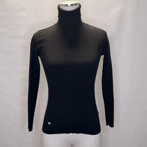 Lauren Ralph Lauren Sweater Womens Small Black Ribbed Turtleneck Stretch Knit
